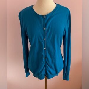Jones Studio Teal Button-Front Cardigan